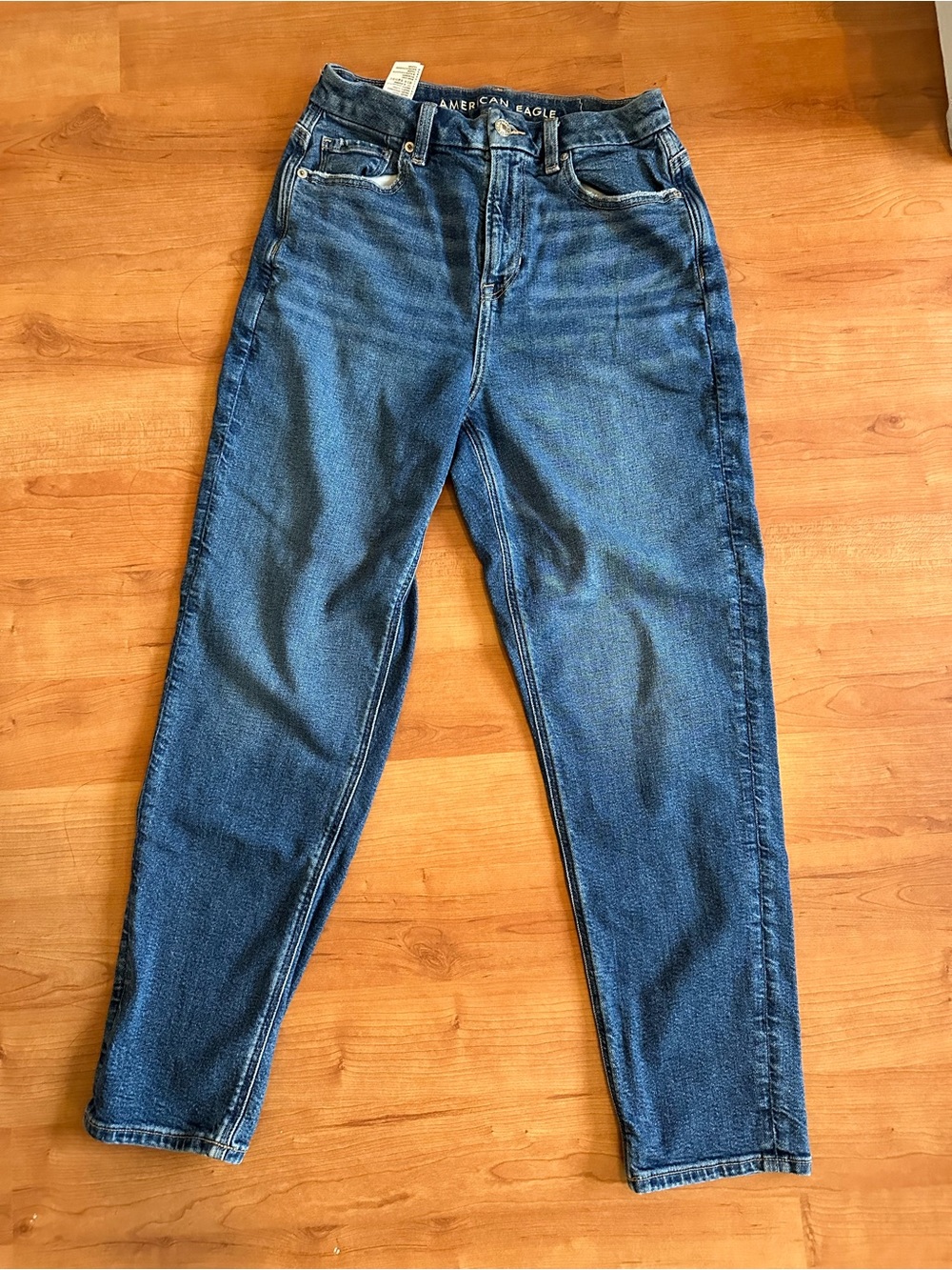 American Eagle Outfitters Women's Dark Blue High-Rise Straight Jeans